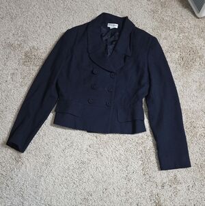 Vintage Bebe San Francisco Suit Jacket Womens Size 6 Blue  6-Buttons Wool Blazer